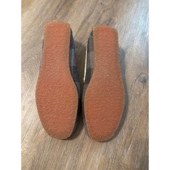 Rothy’s Brown Buffalo Check Merino Wool Mens Slipper Shoe 9 Sherpa Comfort Soft - Picture 6 of 11